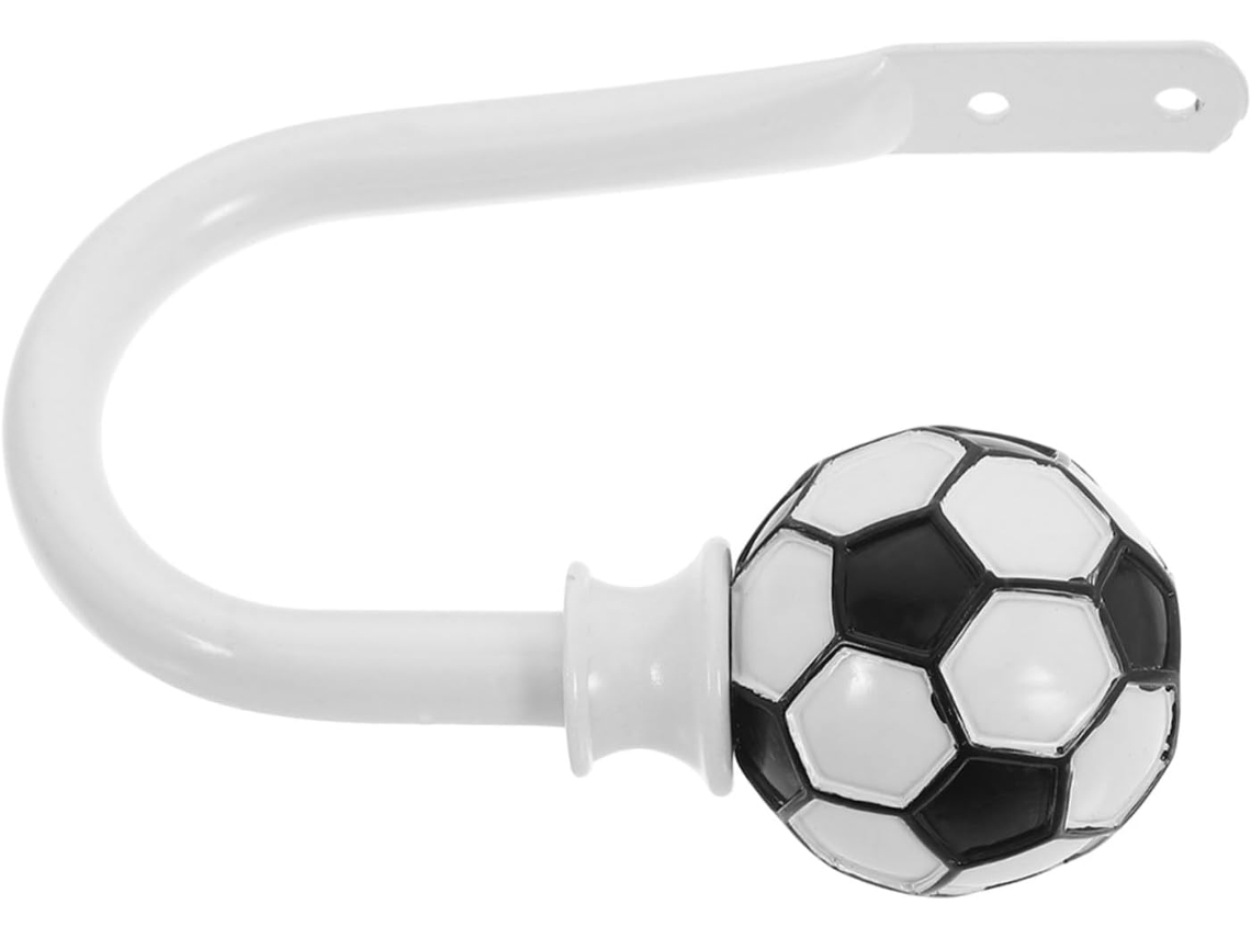 Conjunto De 2 Prendedores De Cortina Em Formato De U Com Estampa De Futebol Branco, Ganchos De Pared Gokoco