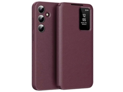 Capa de Couro com Janela Smart View YURU para Samsung Galaxy S25 FE