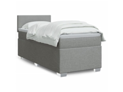 Vidaxl Cama Com Molas/colchão 100x200 Cm Tecido Cinzento-claro