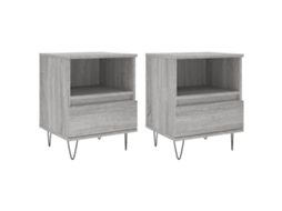 Bedside Cabinet, Bedside Cabinets Vidaxl Cinzeto Madeira Processada (n/a)