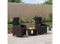 Vidaxl Conjunto De Lounge De Jardim 3 Unid. Preto