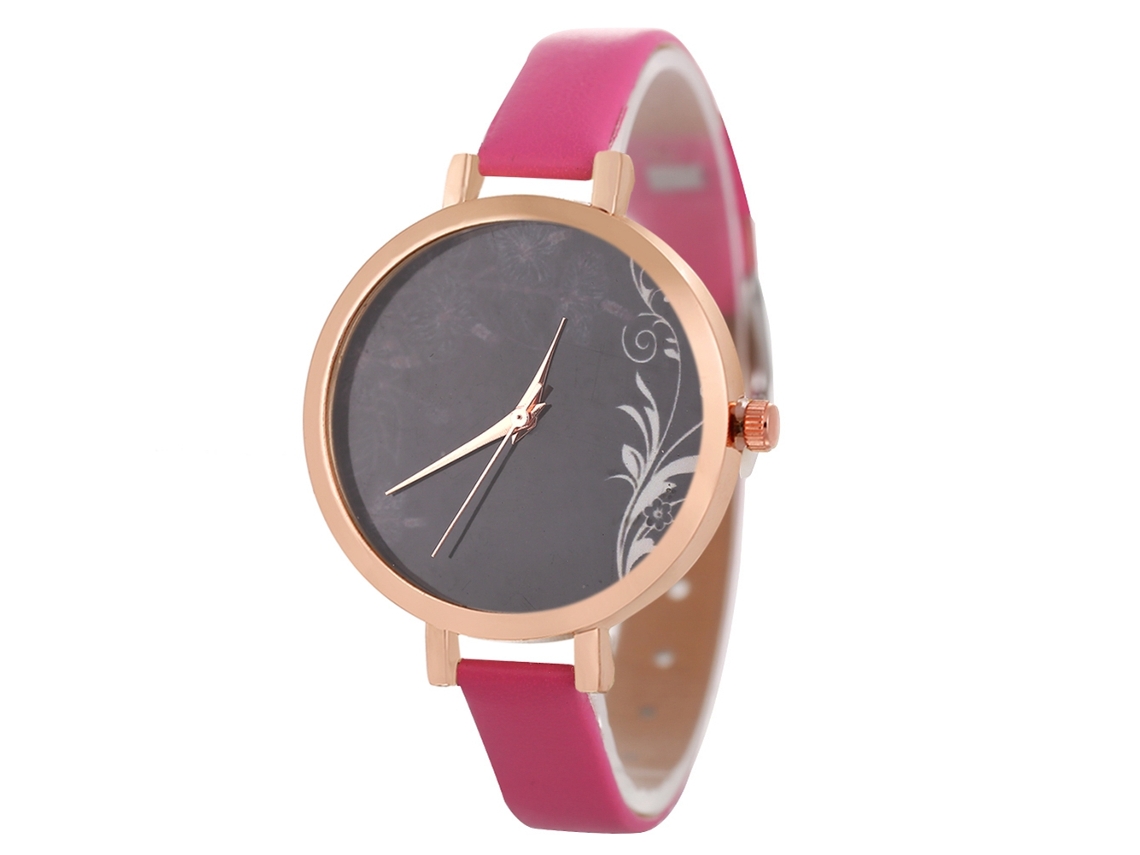 Relógio de Pulso Feminino de Quartzo com Pulseira de Couro Elegante Presente Rosy