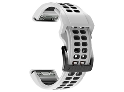 Bracelete de Smartwatch para Garmin Fenix 7X26Mm Dois Furos Silicone Pulseira de Relógio de Liberação Rápida Branco Preto VENISYMLIS