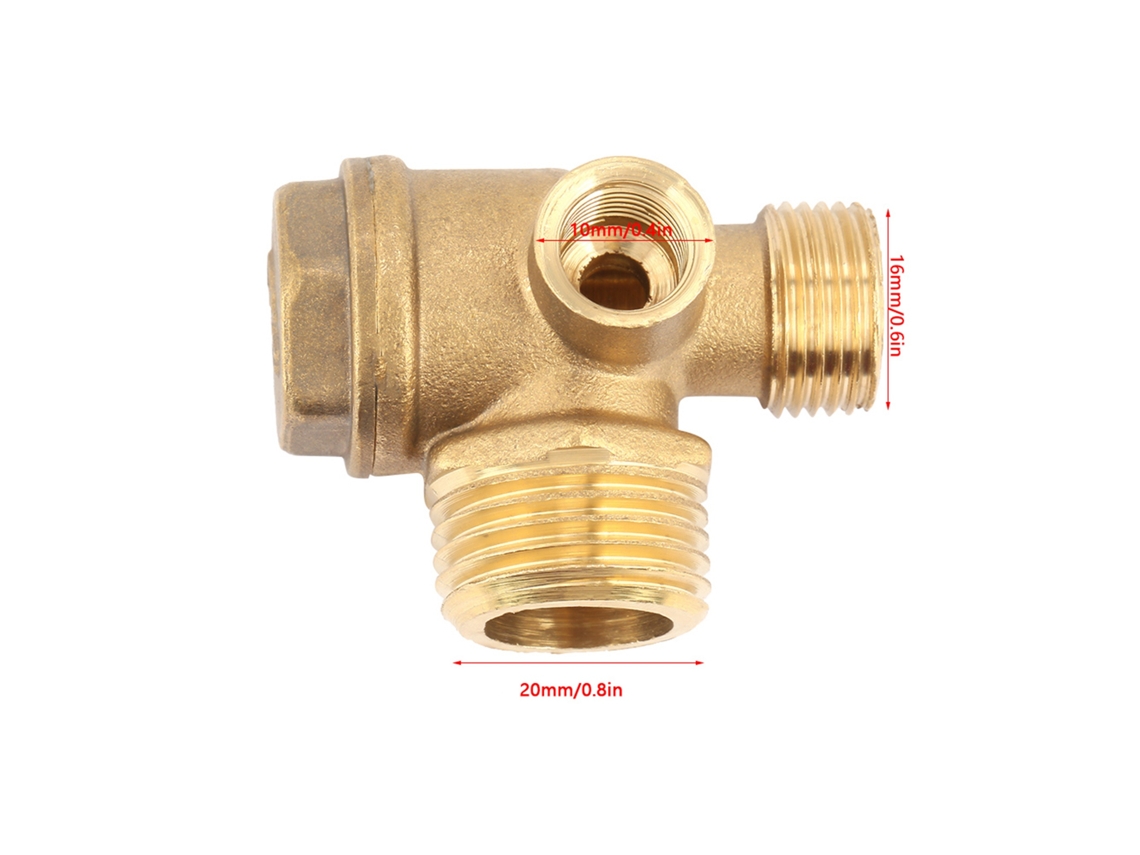 Válvula De Retenção De Três Vias Brass Laxiscreed Para Compressores De Ar Com Ligação Roscada