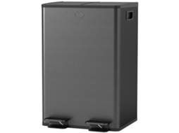 Lixeira Cozinha 2 Compartimentos 2x28l Em Aço Inox Com Tampa Soft-close, 45,8x36x67,6cm, Preto