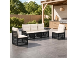 Vidaxl Conjunto De Sofá De Jardim 5 Unid. Preto Vime Pe