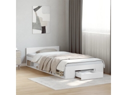 Vidaxl Estrutura Cama C/ Gaveta 75x190 Cm Derivados De Madeira Branco