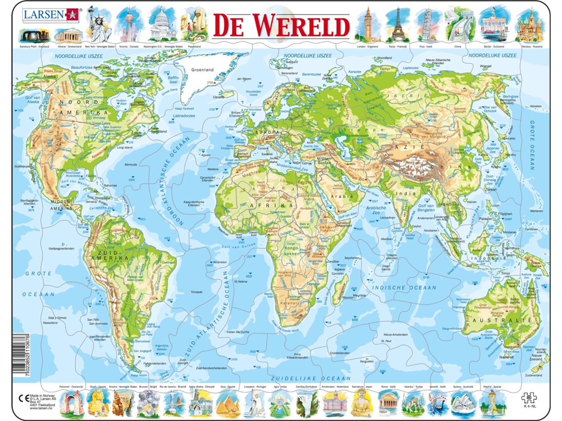 Puzzle LARSEN Maxi La-K4-Nl em Forma de 80 Peças Mapas