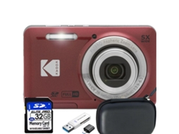 Kodak Pixpro Fz55 Vermelho+cartão Sd De 32 Gb + Bolsa De Transporte + Leitor De Cartões