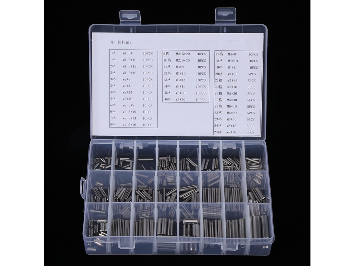 Kit Com 280 Pinos De Tensão Mola Em Aço Inoxidável M1.5 M2 M2.5 M3 M4