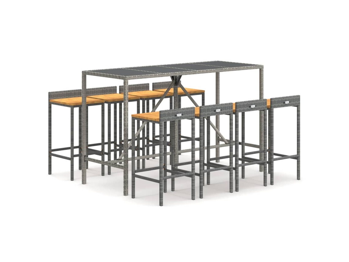 Garden Bar Set, Garden Bar Sets Vidaxl Cinzeto Rattan / Vime (mesa Com 180 Cm De Comprimento)