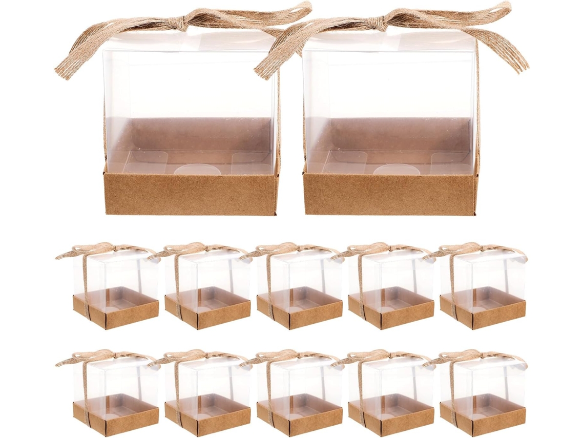 Tofficu 12-caixas De Presente Transparentes Com Fita E Base, Material Papel E Pet, Seguras E Leves Para Aniversários
