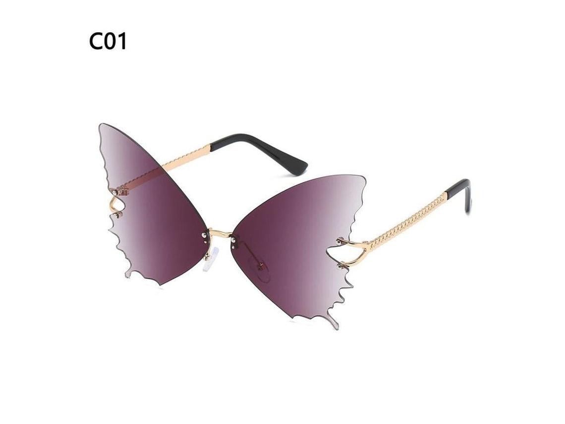 2026-óculos De Sol Sem Moldura Retro Moda Nuvens Com Pingente Diamante Uv400 Unissex Vintage Sgq E-c01