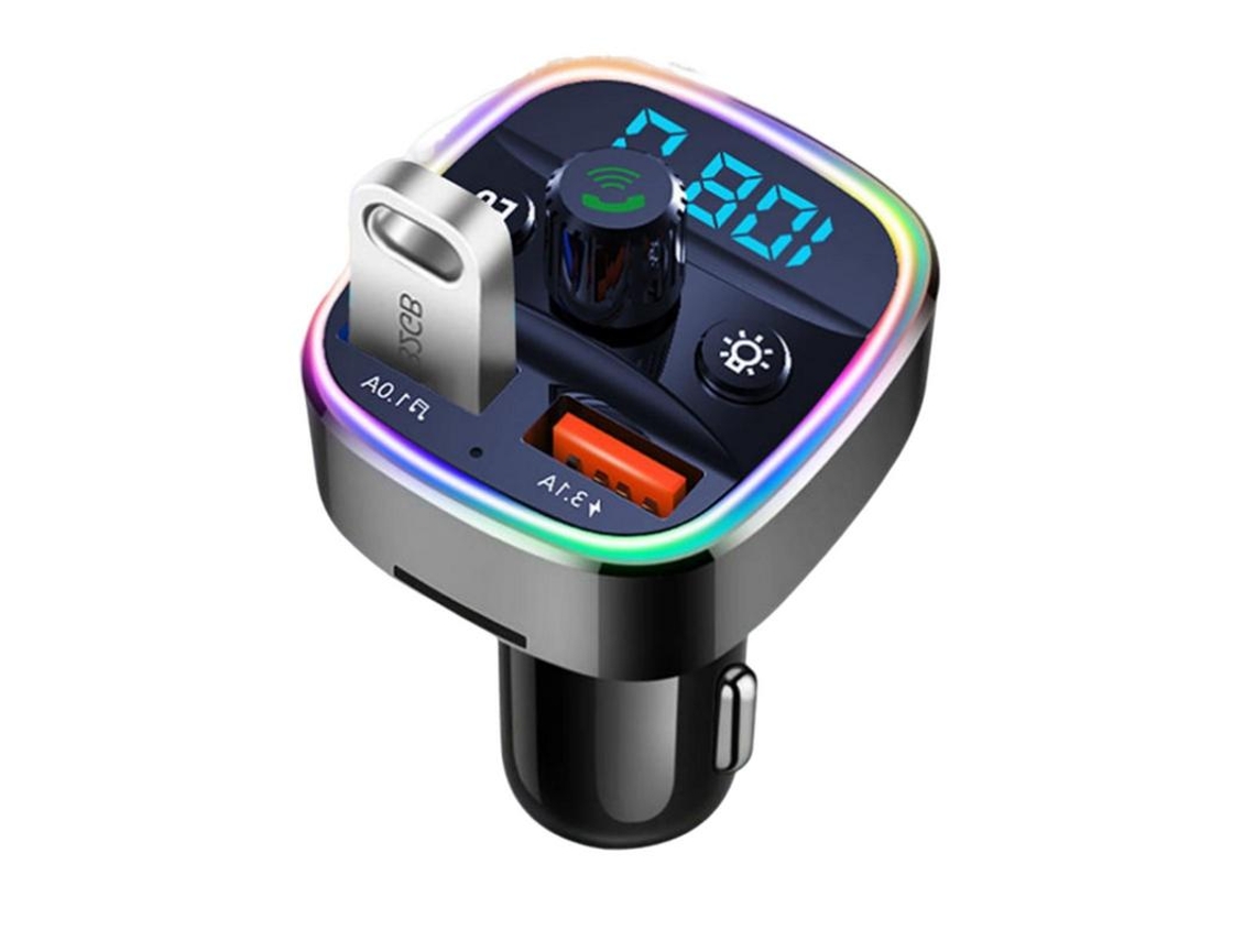 Transmissor Fm YIZHOOD Q3 12-24V Dual Port Usb Carregador de Carro Bluetooths Carregador Universal Usb para Telefones Celulares Laptop Preto