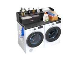 Bancada Vevor para Máquina de Lavar e Secar com 2 Gavetas e Prateleira 137x70 cm Preto