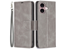 Capa Em Couro Pu À Prova De Choque Com Suporte Para Apple Iphone 16 - Cinzento