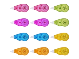 2026 12 Cintas Correctoras Mini Ratón, Cinta Correctora Suave, 4m X 5mm, 6 Cores, para Estudantes e Escritório