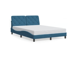 Estrutura de Cama Sem Colchão 140x200 Cm Veludo Azul MAISON EXCLUSIVE