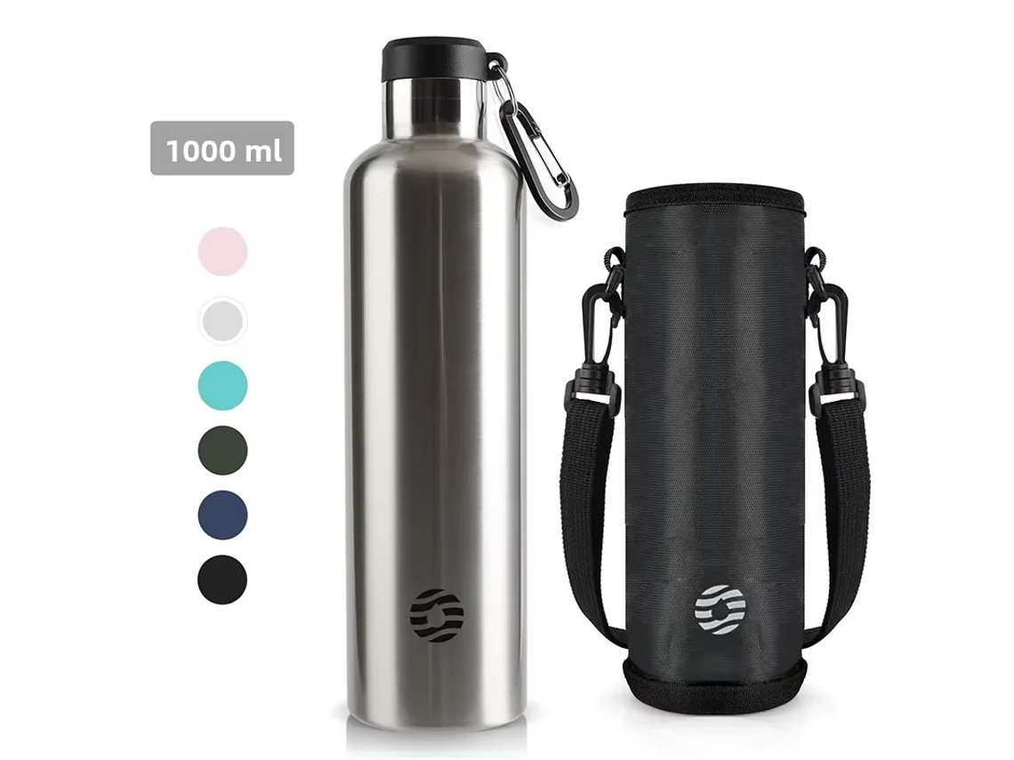 Garrafa Térmica De Aço Inoxidável (prateada) De 1000 Ml, À Prova De Vazamentos, Com Isolamento A Vácuo, Para Esportes.