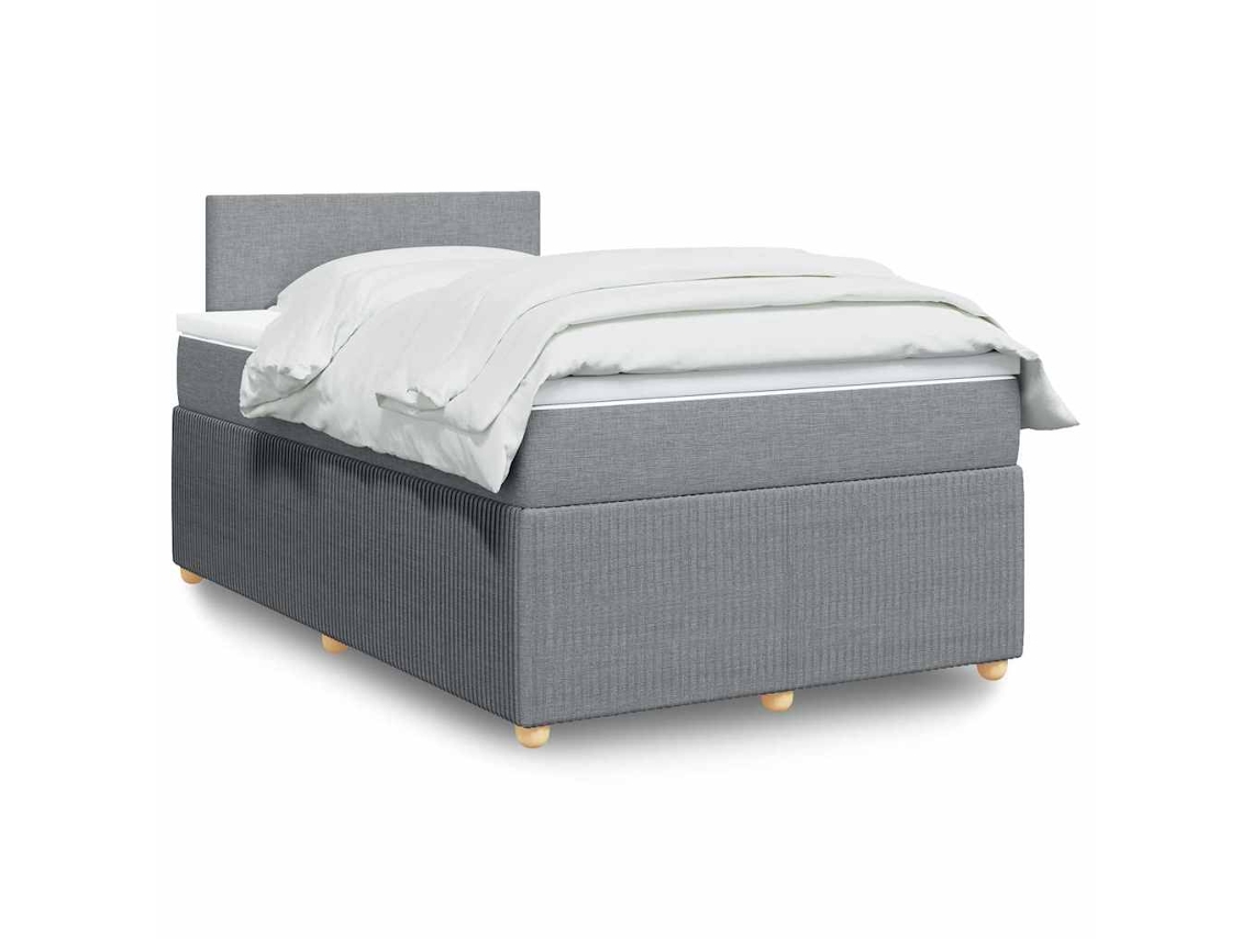 Vidaxl Cama Com Molas/colchão 120x200 Cm Tecido Cinza-claro