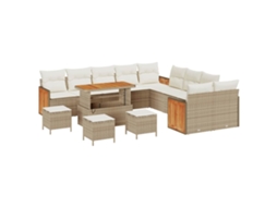 Maison Exclusive - Conjunto De Sofá De Jardim 18 Pcs Bege E Creme Vime Pe