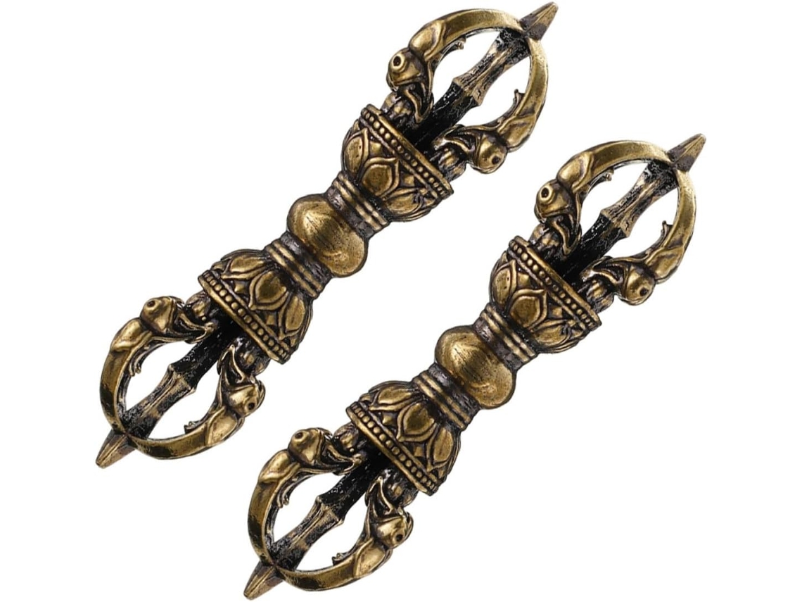 Pilon Vajra Tibétain Décoratif Léger Et Résistant 2pcs En Laiton Ou,
