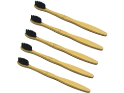 KOFIHETY Escovas De Dentes Manuais De Bambu, Conjunto Ecológico Com Cabeças De Escova De Tamanho Adequado, Cerdas Macias Antibacterianas Para Adultos (5 Peças)