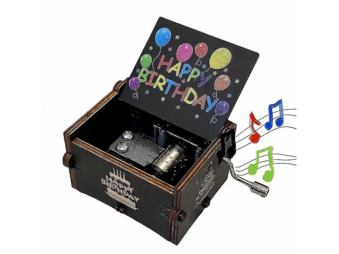 Caixa de Música de Madeira com Manivela e Tema Feliz Aniversário AQUAFORGE para Crianças (não especificado)