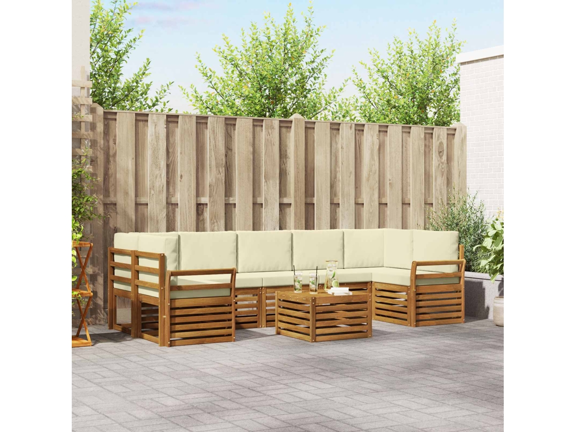 Vidaxl Conjunto De Sofás Para Exterior 8 Pcs Natural E Creme