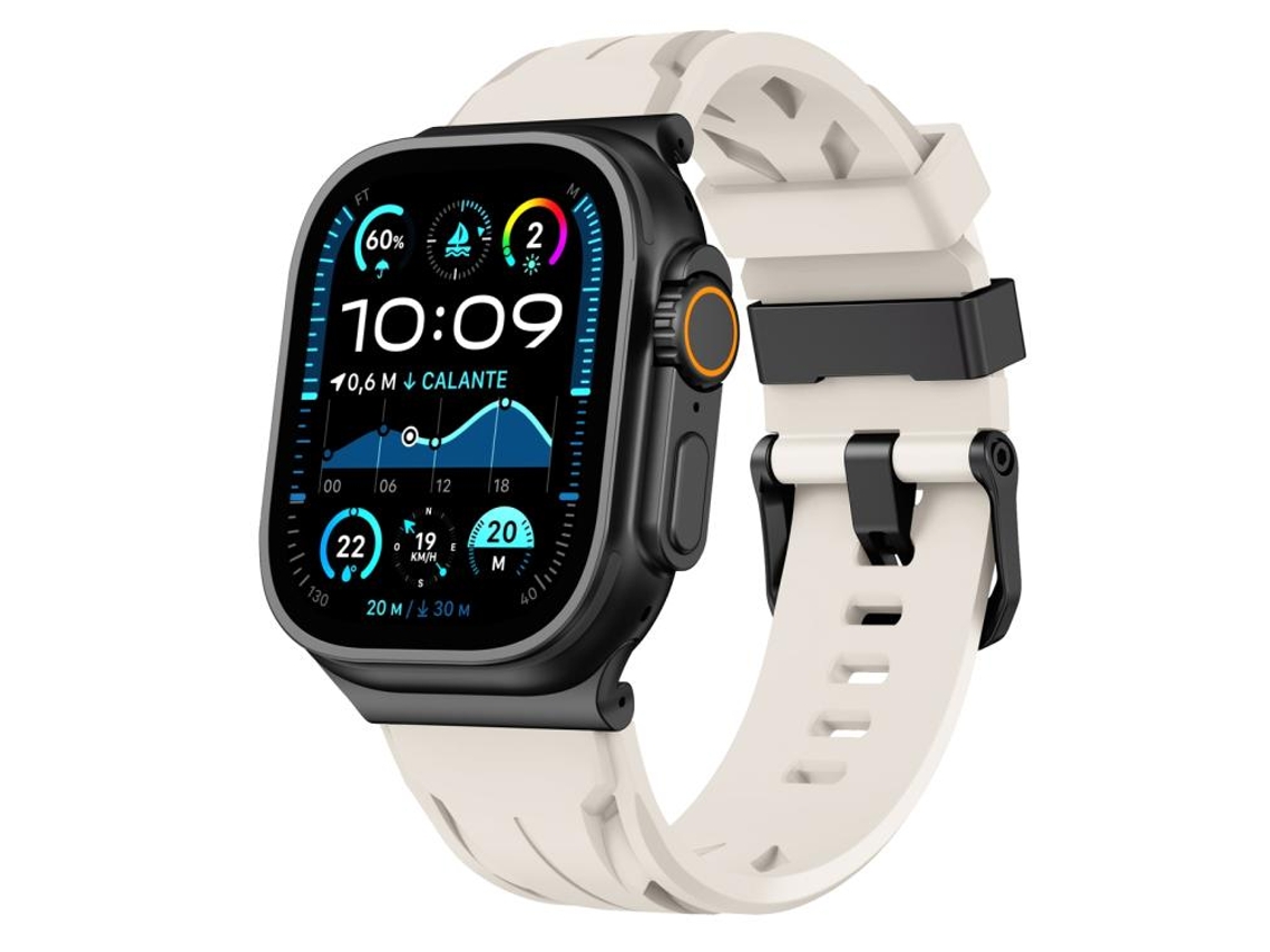 Bracelete para Apple Watch 42/41/40/38mm Silicone Preta com Fivela de Pino Preto XIAOMOYU
