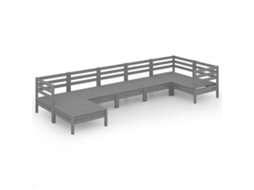 Conjunto Lounge Jardim Pinho Maciço Cinzento 7 Peças MAISON EXCLUSIVE