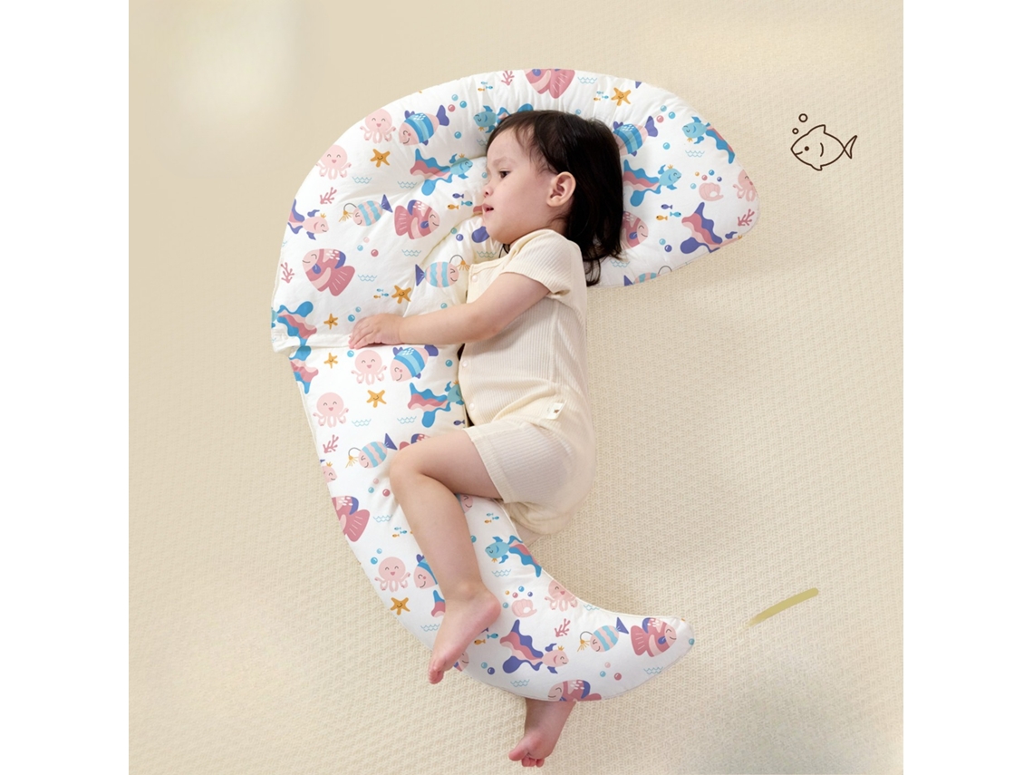 Almofada Corpo Bebé 80x70cm Algodão Respirável Crianças 1-5 Anos Peixe Colorido Panoona
