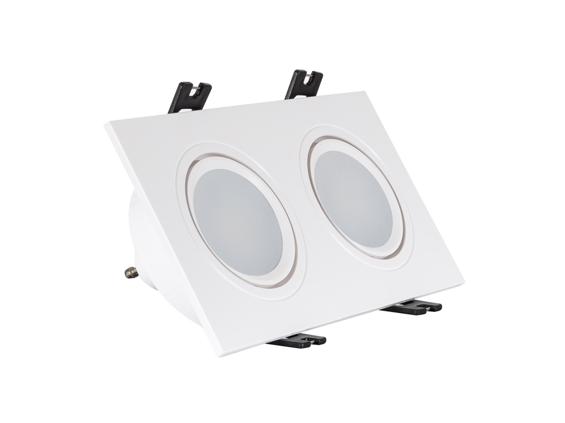 Foco Downlight Quadrado Inclinável Gu10 6w Corte 75x150 Mm Pc  No Flicker 4000k Branco / Preto Branco Neutro