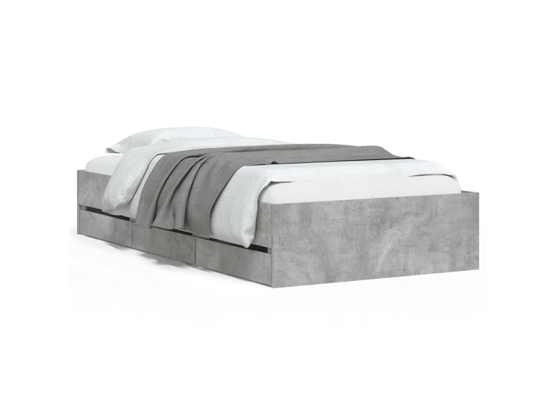 Estrutura de Cama com Gavetas Derivados de Madeira Cinza cimento MAISON EXCLUSIVE