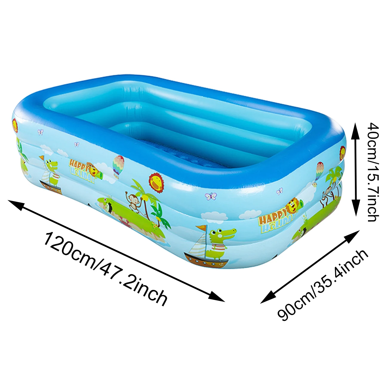 Piscina inflável (120x90x40cm), piscina de PVC espesso, dupla, portátil para uso externo não convencional, fácil de esvaziar.