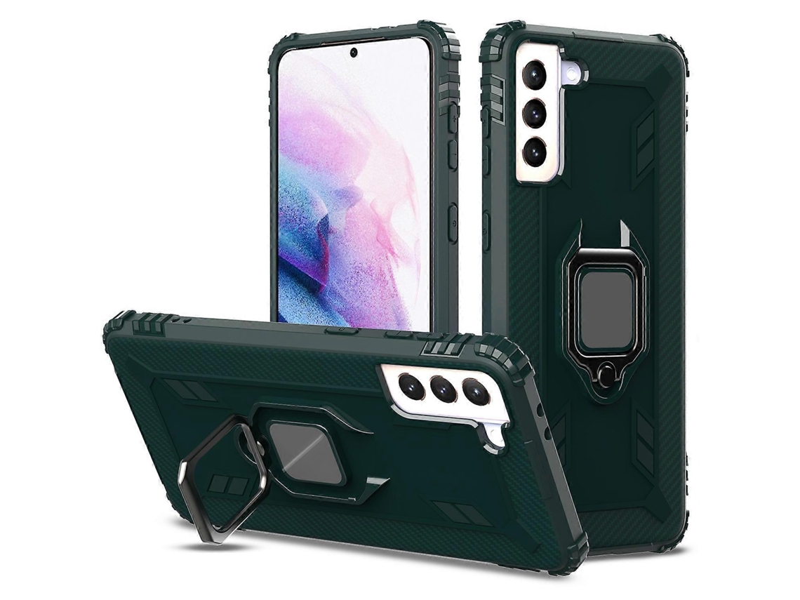 Capa Protetora De Fibra De Carbono Com Suporte Giratório De 360 Graus Para Samsung Galaxy S21 5g