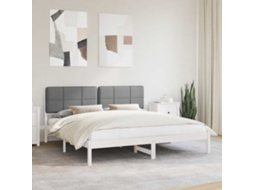 Vidaxl Estrutura De Cama Com Cabeceira Estofada Cinza Escuro