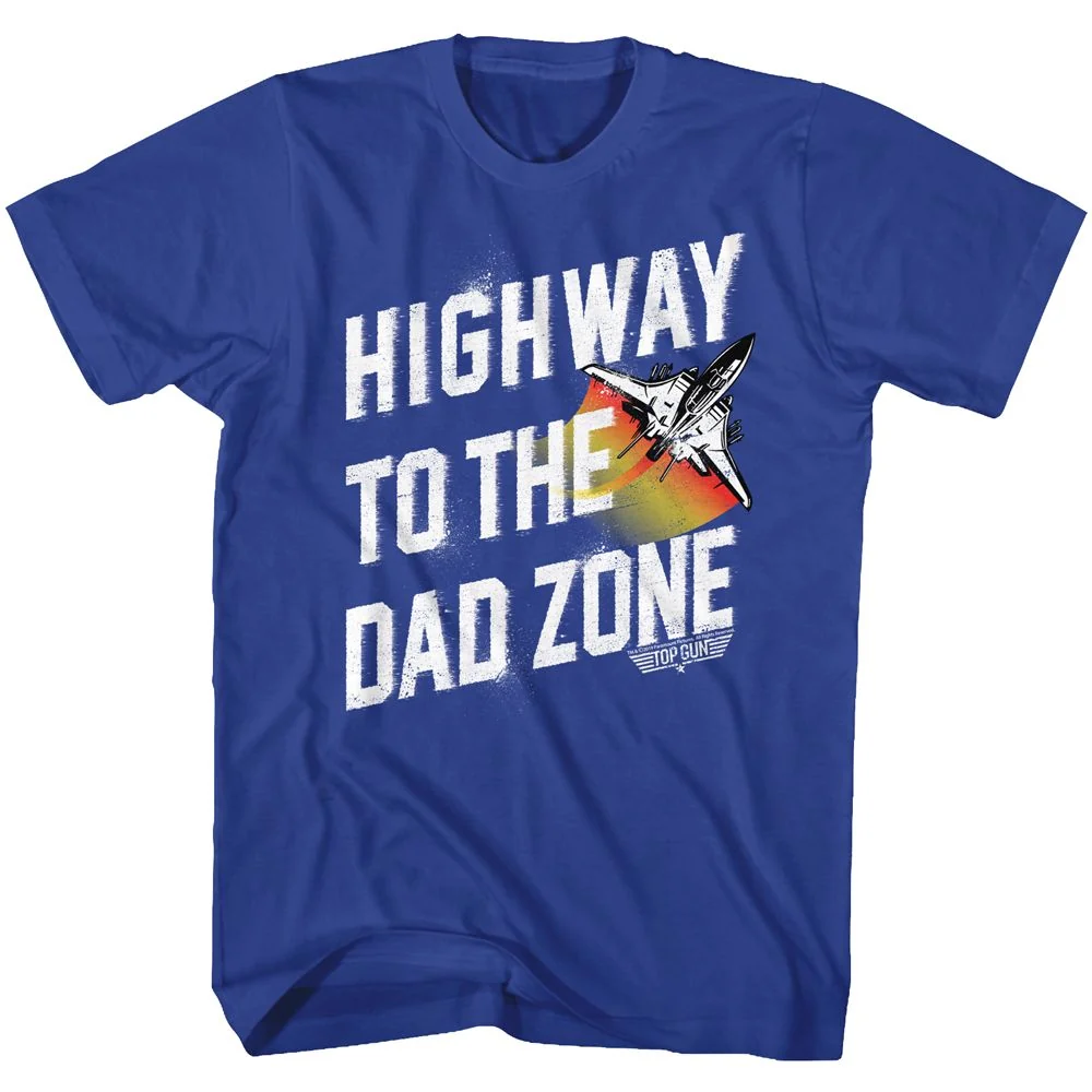Rockinstone Top Gun Movie Hwy To Dad Zone Solid Royal Adult T-shirt Size:s
