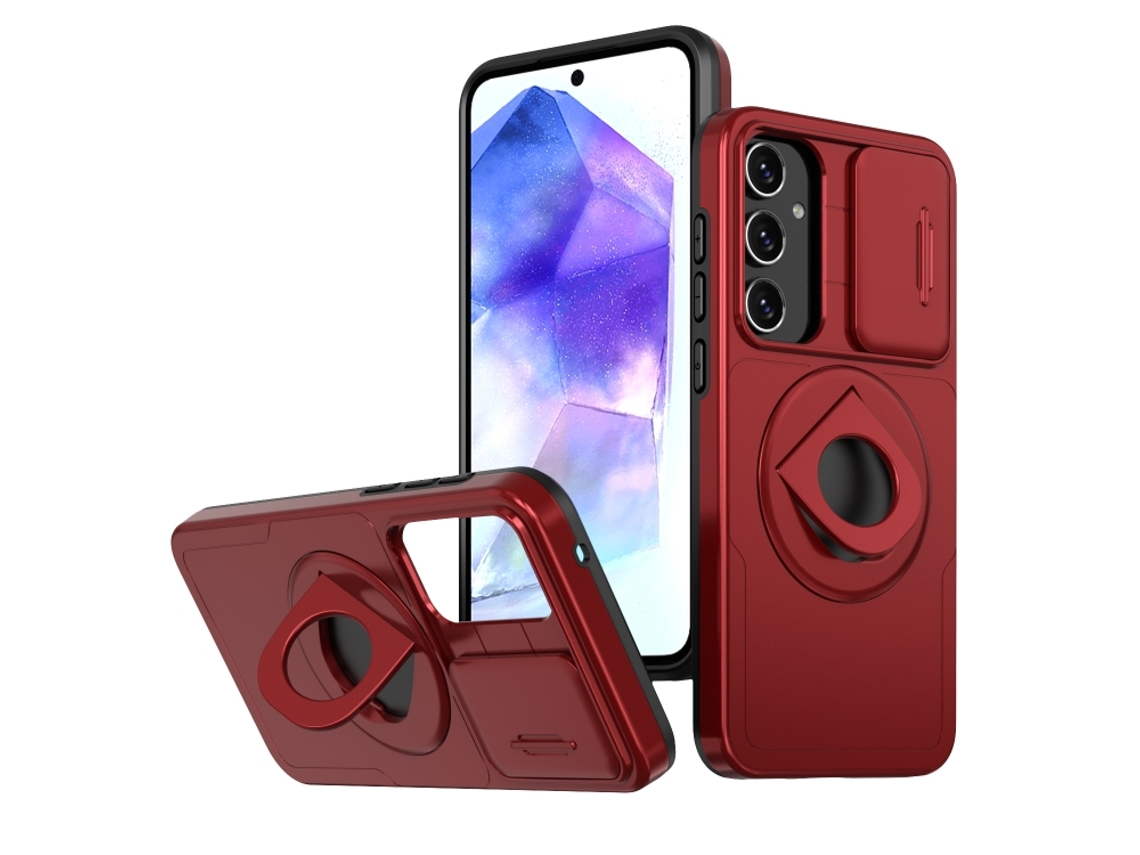 Capa Zruxe Compativel Com Samsung Galaxy A55 5g (camshield - Magsafe - Ring Holder - Vermelho)