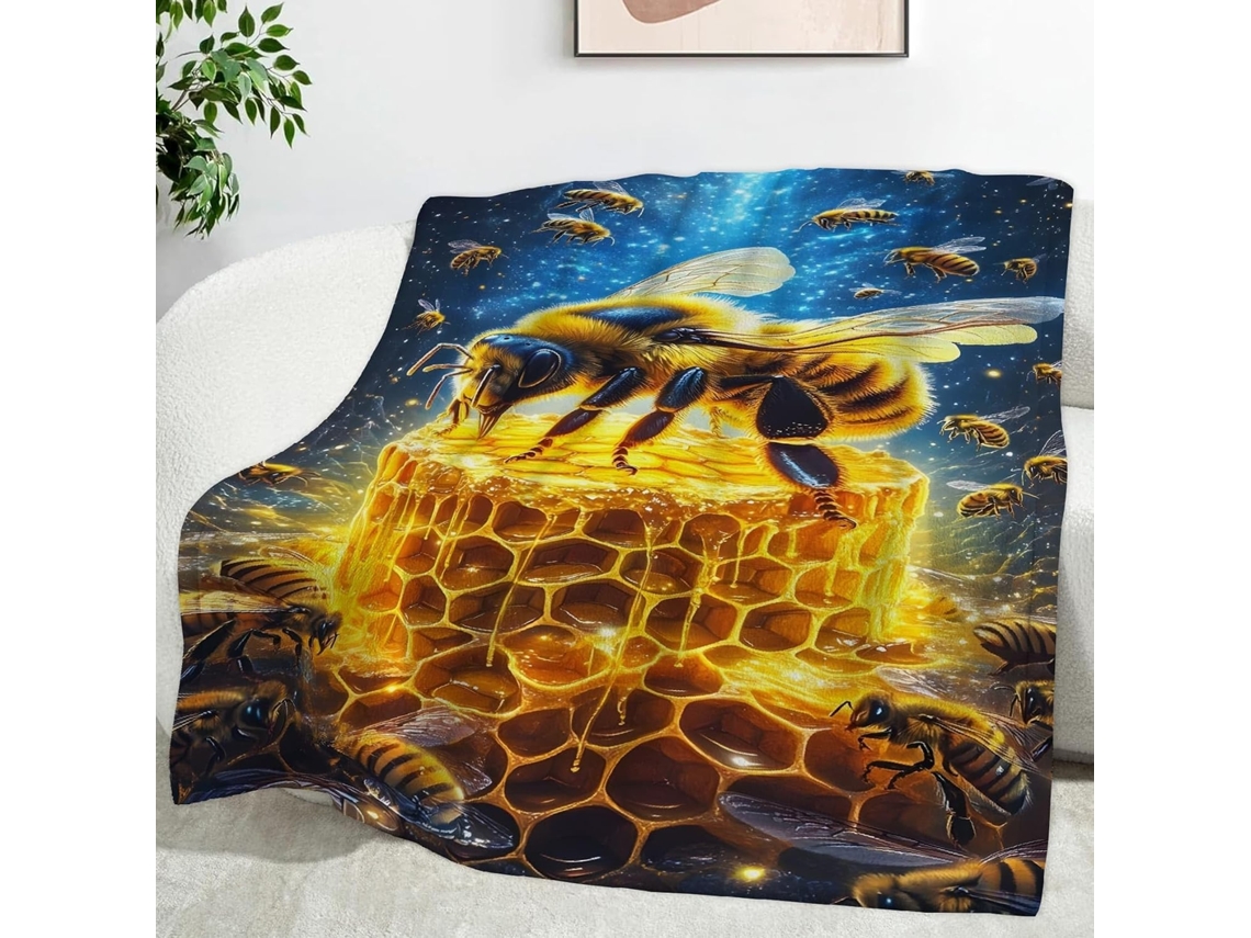 Manta Abelha Abstrata 220x240 Cm Multifuncional Macia e Aconchegante de Flanela para Cama Cobertor Cochilo no