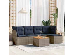 Vidaxl Conjunto De Sofá De Jardim Com 6 Peças E Almofadas Em Rattan Sintético Cinza