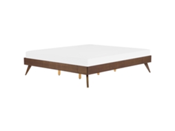 Cama de Casal BELIANI Berric de Mdf Freixo Escuro 180x200