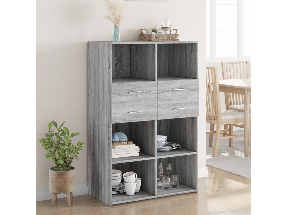 Vidaxl Armário Alto 80x42,5x124cm Derivados De Madeira Cinza Sonoma