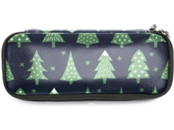 Estojo Natalino com Carimbo Árvore Natal, Estrela e Floco de Neve, Grande Capacidade, Marcadores, Bolsa
