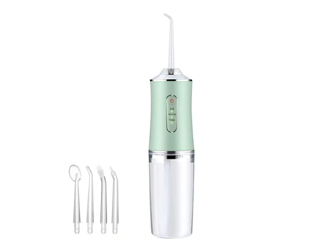 Irrigador Oral Flosser Elétrico Portátil De 3 Velocidades Com Capacidade De 220 Ml E Kit De Limpeza Com Desligamento Inteligente Verde Claro Yizhood