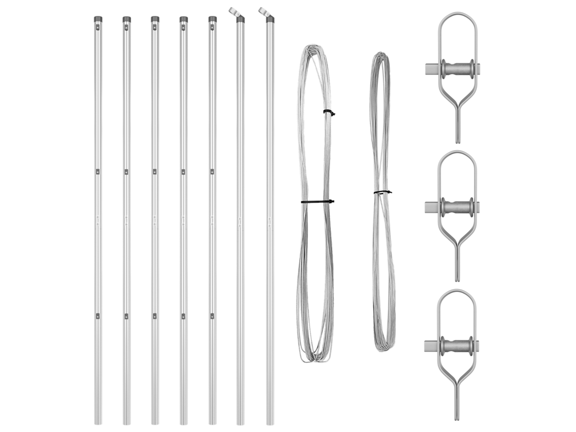 Conjunto 7 Poste De Cerca Vidaxl Prateado Aço (150 Cm)