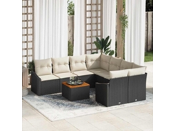 Vidaxl Conjunto De Sofá De Jardim 9 Unid. Preto Vime Pe