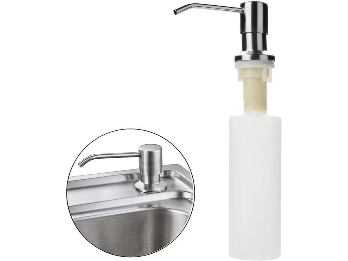 Dispensador de Jabón para Fregadero de Acero Inoxidable Con Botella de Pp, 300ml, Giratorio 360 Grados, Resistente