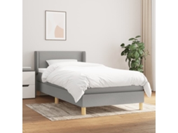 Vidaxl Cama Com Molas/colchão 90x190 Cm Tecido Cinzento-claro