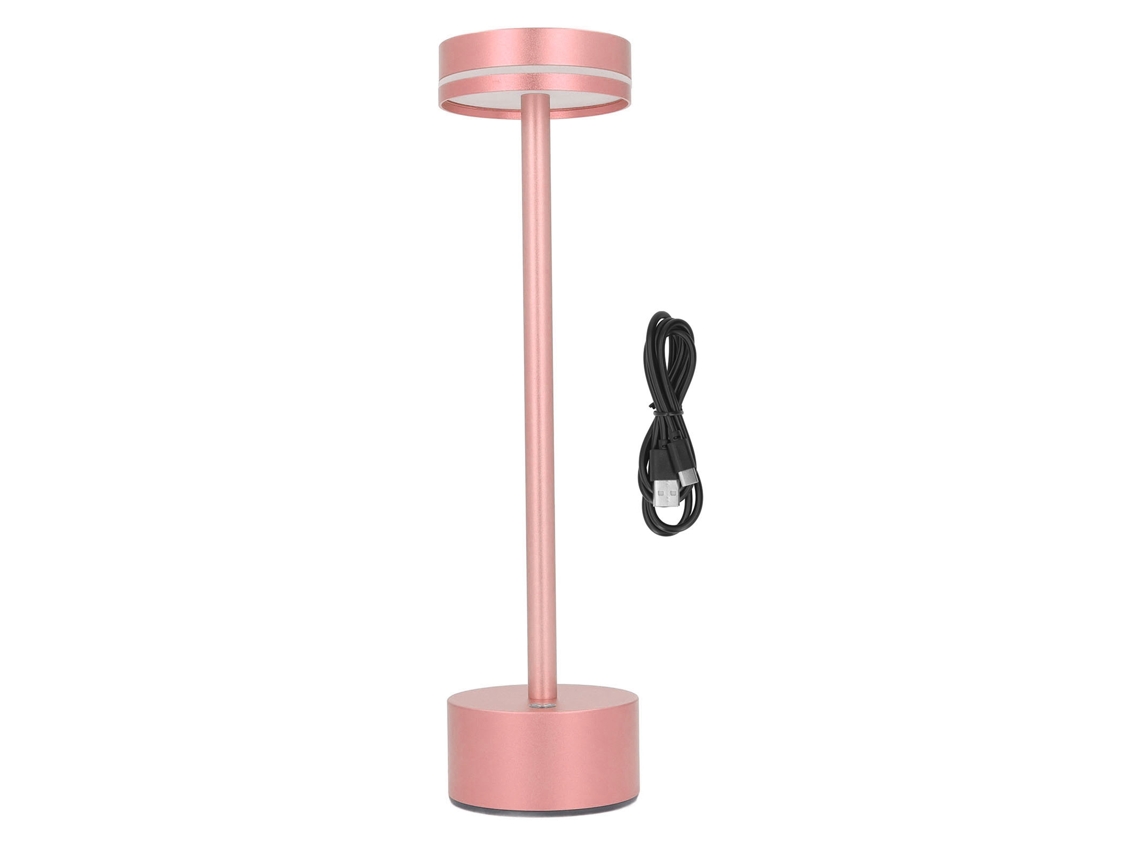 Rebe-lâmpada De Mesa Sem Fio Recarregável Led Com 3 Cores Reguláveis E Controle Táctil Para Lar, Quarto, Escritório Rosa Dourado